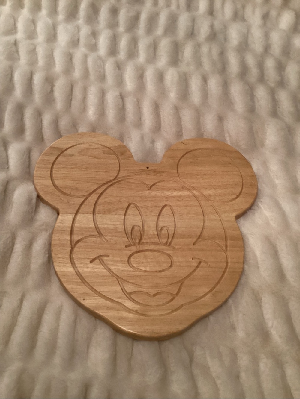 Wooden Mickey Mouse Shaped Cutting/Serving Board - Natural Wood 1990s